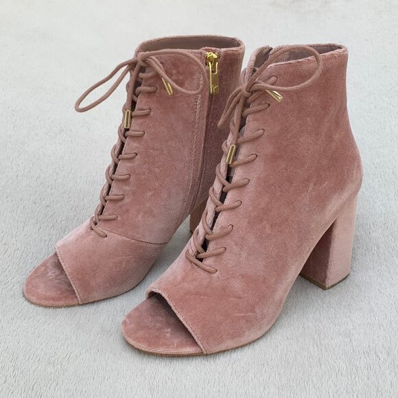 Joie Lakia Velour Peep Toe Heel Booties Sz EU38  NWOT - Picture 1 of 15